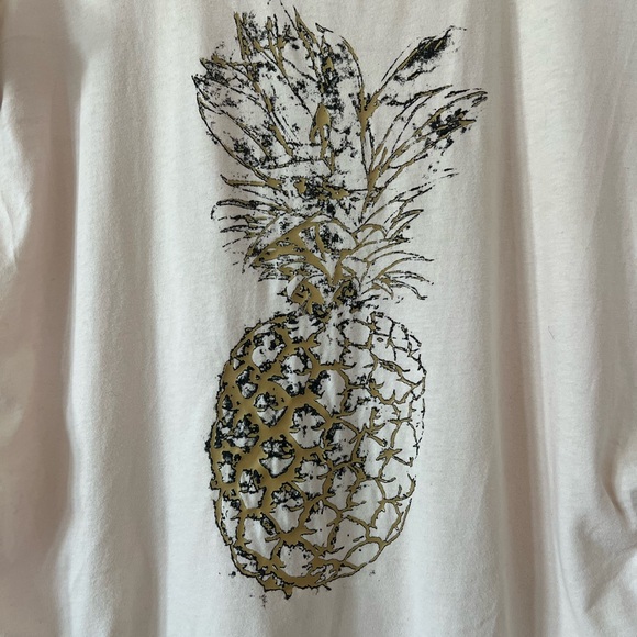 H&M Mama pineapple tshirt sz M maternity peachy pink cap sleeves cotton gold - Picture 5 of 8